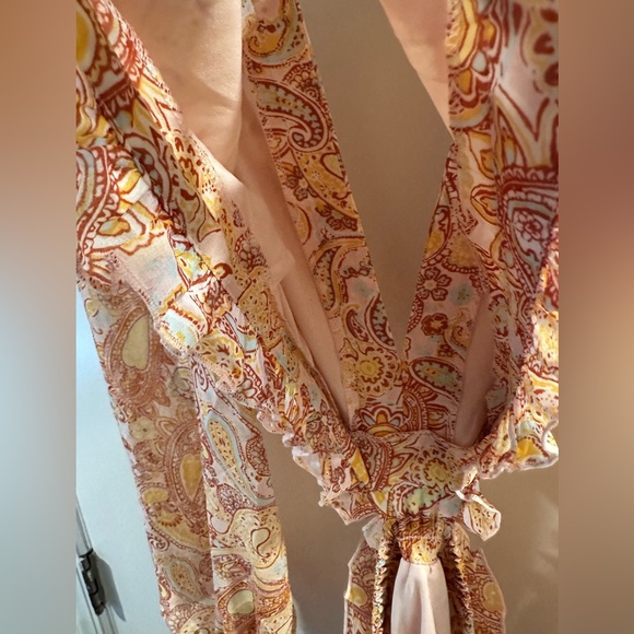 By Design France Long Sleeve Chiffon Maxi Dress in Cream Multi Paisley - Picture 11 of 11